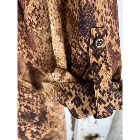 Lane Bryant Womens Size 26 / 28 Tunic Top 3/4 Sleeve Brown Snakeskin Print Stret - Picture 5 of 11